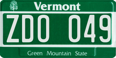 VT license plate ZDO049
