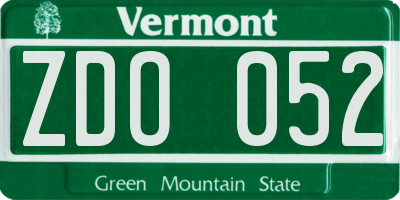 VT license plate ZDO052