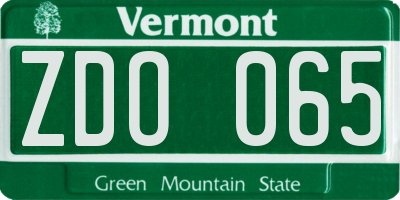 VT license plate ZDO065