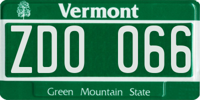 VT license plate ZDO066