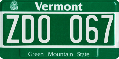VT license plate ZDO067