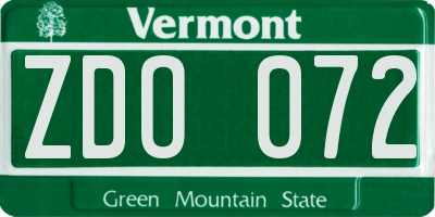 VT license plate ZDO072