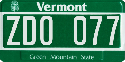 VT license plate ZDO077