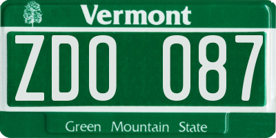 VT license plate ZDO087