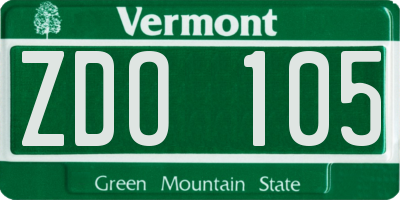 VT license plate ZDO105