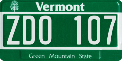 VT license plate ZDO107