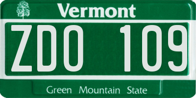 VT license plate ZDO109