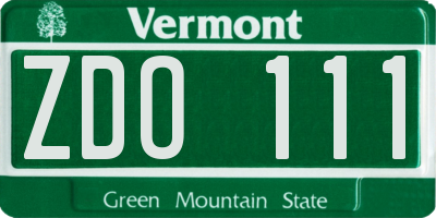 VT license plate ZDO111