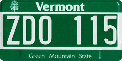VT license plate ZDO115
