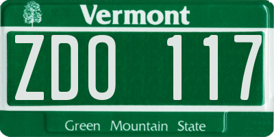 VT license plate ZDO117