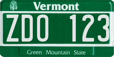 VT license plate ZDO123