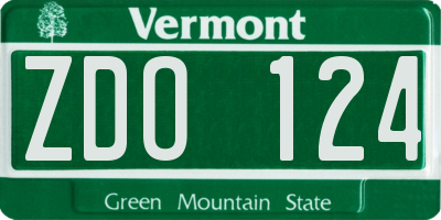 VT license plate ZDO124