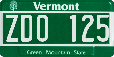 VT license plate ZDO125