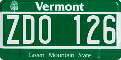 VT license plate ZDO126