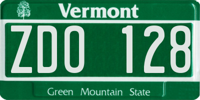 VT license plate ZDO128