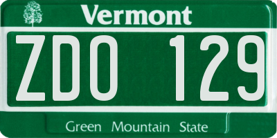 VT license plate ZDO129