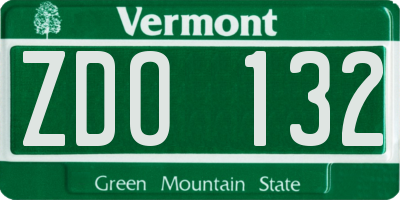 VT license plate ZDO132
