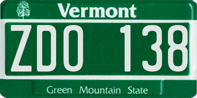 VT license plate ZDO138