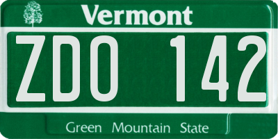 VT license plate ZDO142