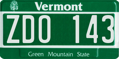 VT license plate ZDO143