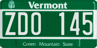 VT license plate ZDO145