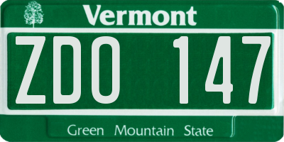 VT license plate ZDO147