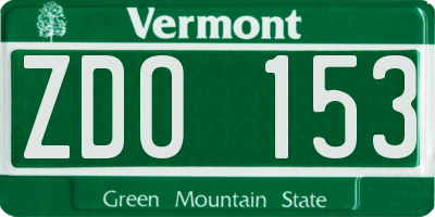VT license plate ZDO153