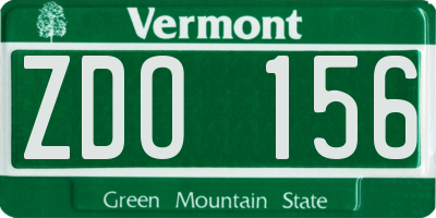 VT license plate ZDO156