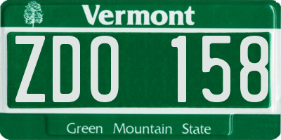 VT license plate ZDO158