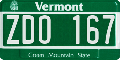 VT license plate ZDO167