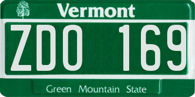 VT license plate ZDO169