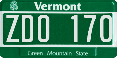 VT license plate ZDO170