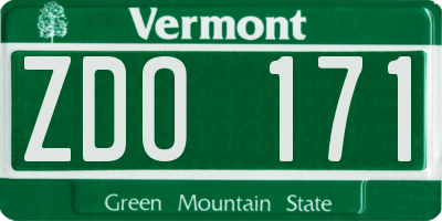 VT license plate ZDO171