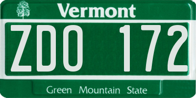 VT license plate ZDO172