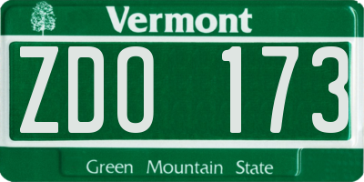 VT license plate ZDO173