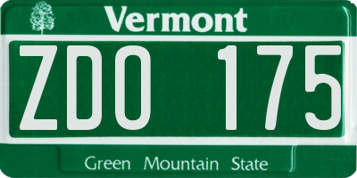 VT license plate ZDO175