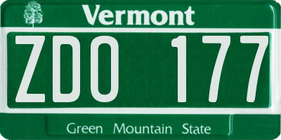 VT license plate ZDO177