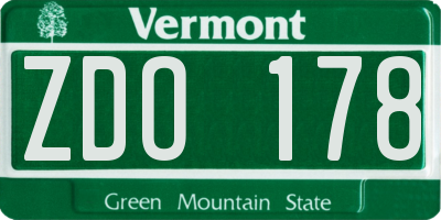 VT license plate ZDO178