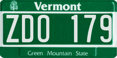 VT license plate ZDO179