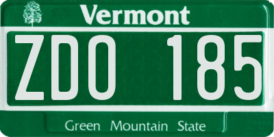 VT license plate ZDO185