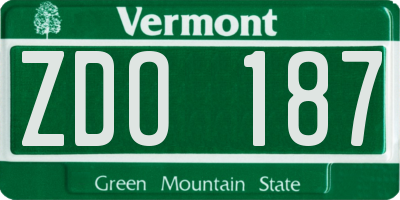 VT license plate ZDO187