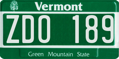 VT license plate ZDO189