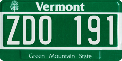 VT license plate ZDO191