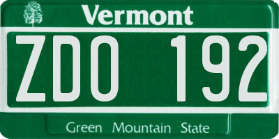 VT license plate ZDO192
