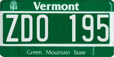 VT license plate ZDO195