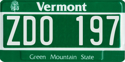 VT license plate ZDO197