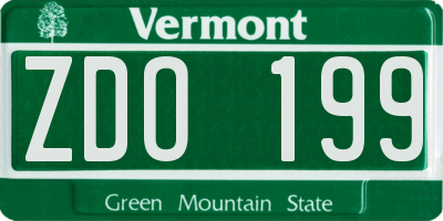 VT license plate ZDO199