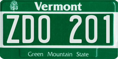 VT license plate ZDO201