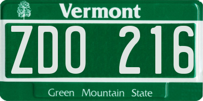VT license plate ZDO216