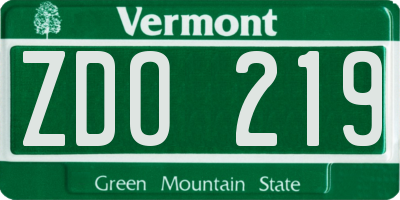 VT license plate ZDO219